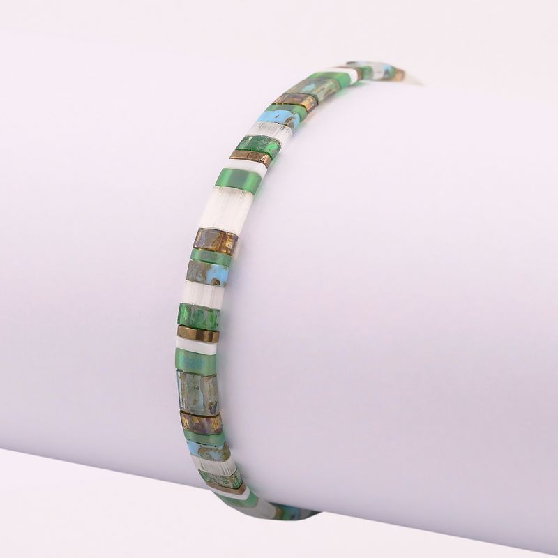 Pulsera Mosaico Esmeralda De C/v (14 Cm - 17 Cm)